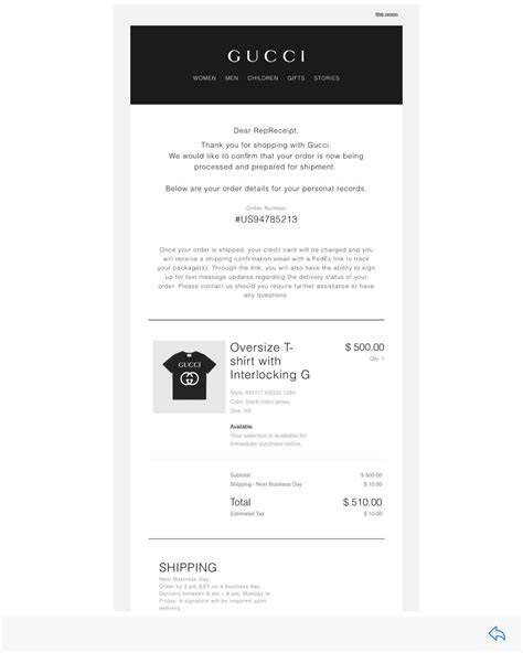 gucci pre order|gucci online receipt.